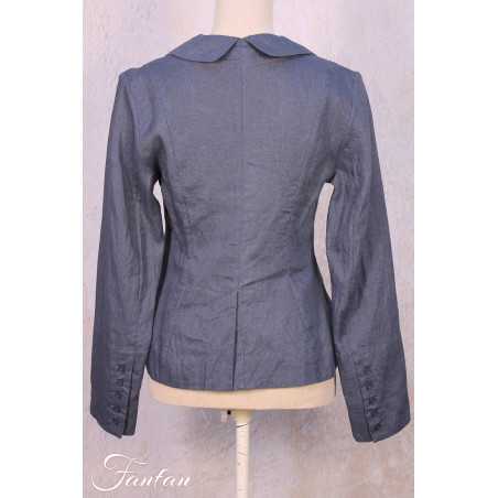 Les Filles D'Ailleurs Veste en lin Blue V457