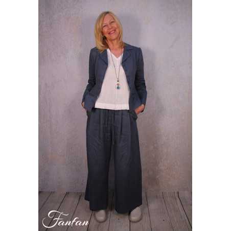 Les Filles D'Ailleurs Veste en lin Blue V457