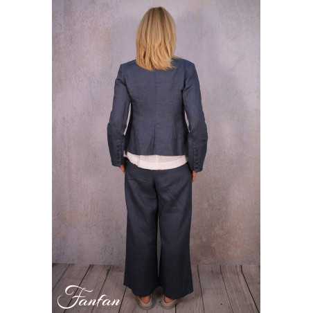 Les Filles D'Ailleurs Veste en lin Blue V457