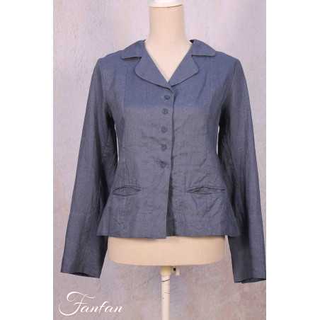 Les Filles D'Ailleurs Veste en lin Blue V457