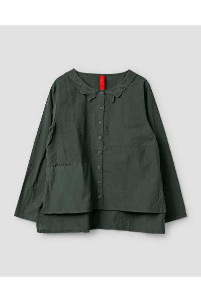 Ewa I Walla Bluse Ofelia 44161 Forest Green Baumwolle