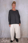 Barbara Lang Pullover ECO V Grau/Noir Gestreift