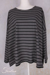 Barbara Lang Pull ECO V Gris/Noir Rayé