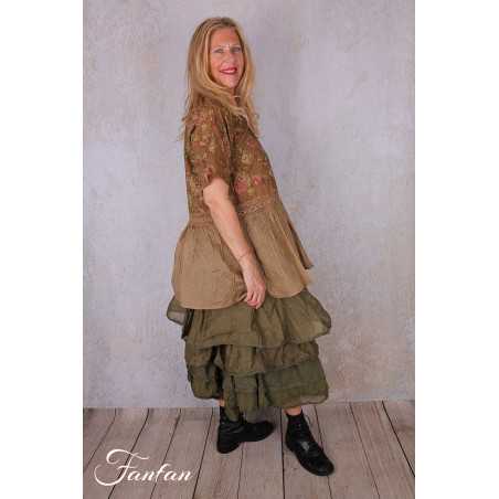 Les Ours Tunique Heimi Cognac Fleurs en Coton