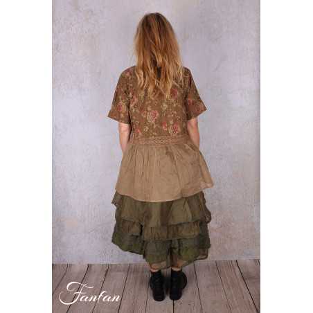 Les Ours Tunique Heimi Cognac Fleurs en Coton