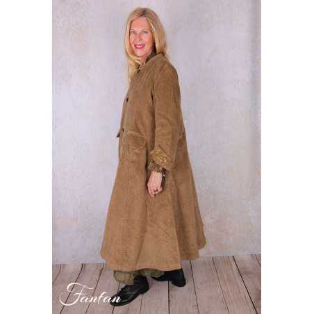 Les Ours Manteau Ayden Gros Velours Cognac