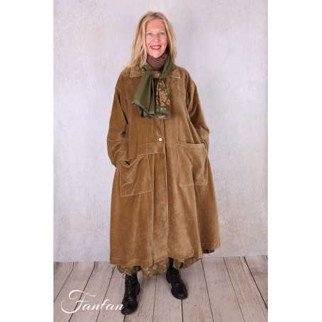 Les Ours Manteau Lowen Velours Ras Cognac