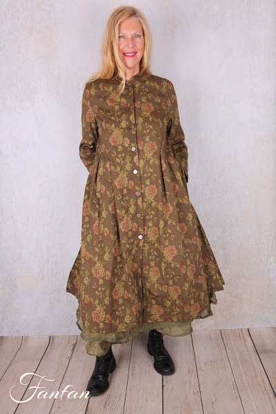 Les Ours Manteau Tiago Popeline Havane Fleurs