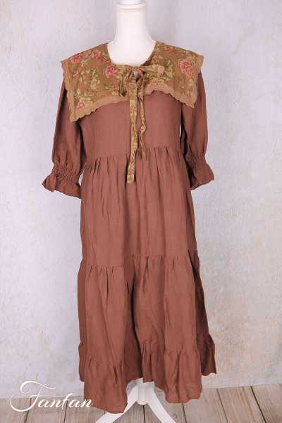 Les Ours Robe Florentine lin Bois de Rose