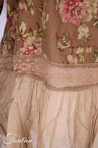 Les Ours Tunique Heimi Cognac Fleurs en Coton