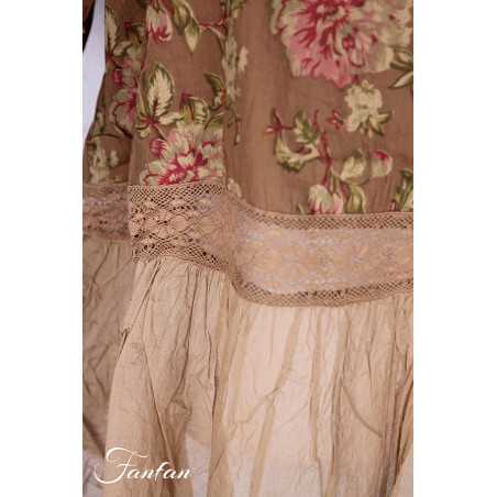 Les Ours Tunique Heimi Cognac Fleurs en Coton