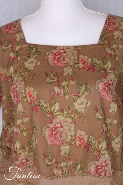 Les Ours Tunique Heimi Cognac Fleurs en Coton