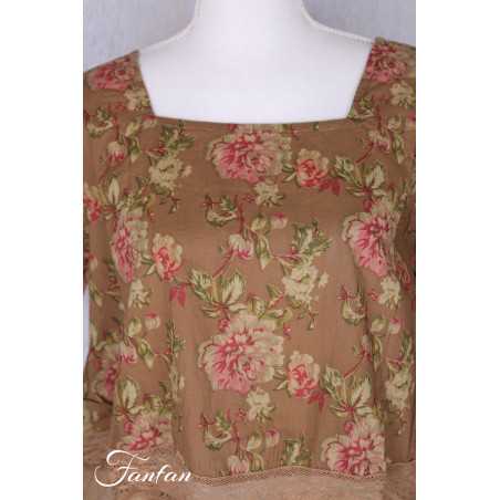 Les Ours Tunique Heimi Cognac Fleurs en Coton