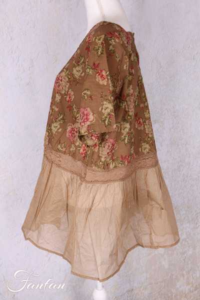 Les Ours Tunique Heimi Cognac Fleurs en Coton
