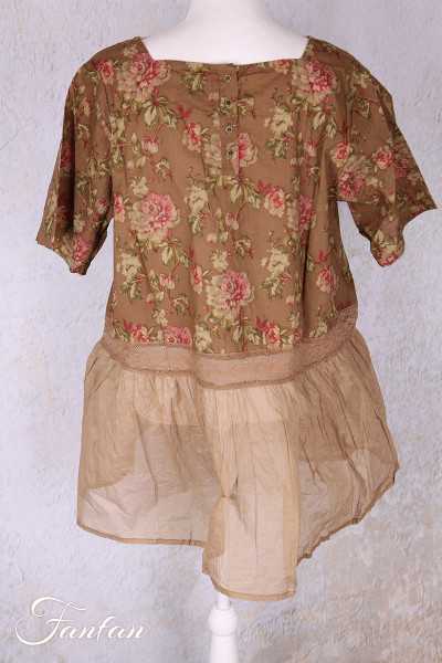 Les Ours Tunique Heimi Cognac Fleurs en Coton