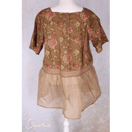 Les Ours Tunique Heimi Cognac Fleurs en Coton