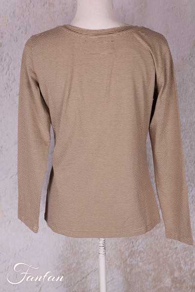Les Ours T-shirt Noé Rayé Cognac en Coton