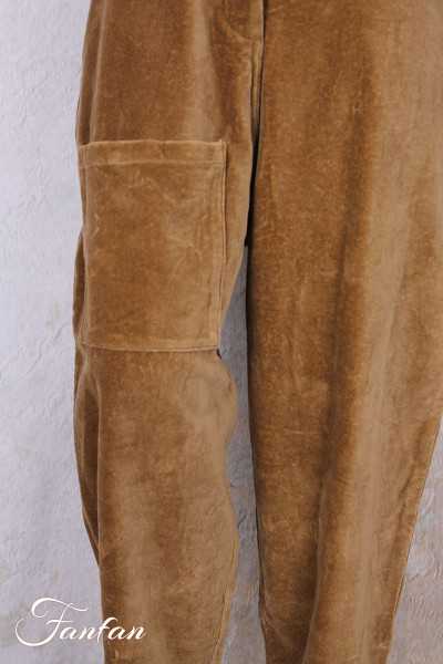 Les Ours Pantalon Gaston Velours Ras Cognac en Coton