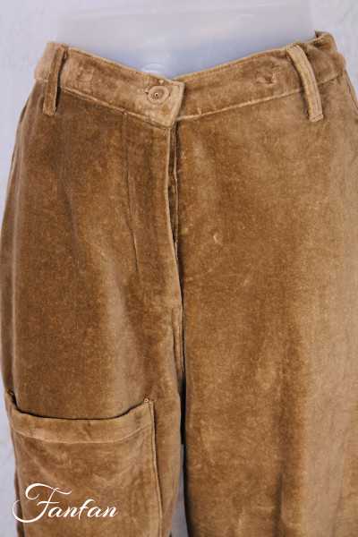 Les Ours Pantalon Gaston Velours Ras Cognac en Coton