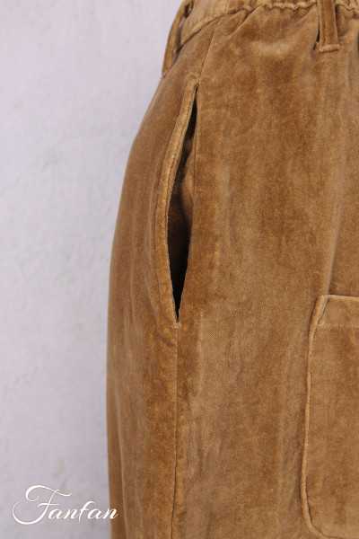 Les Ours Pantalon Gaston Velours Ras Cognac en Coton