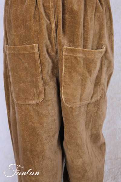 Les Ours Pantalon Gaston Velours Ras Cognac en Coton