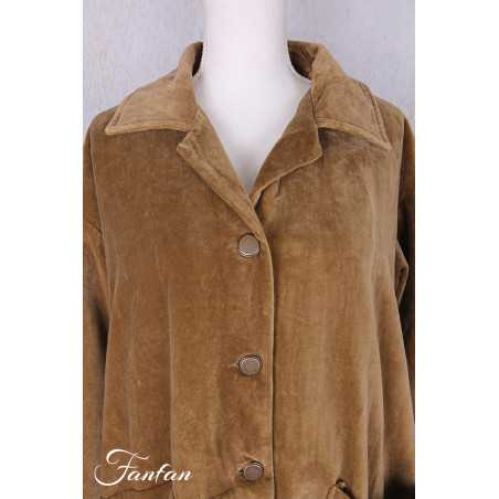 Les Ours Manteau Lowen Velours Ras Cognac