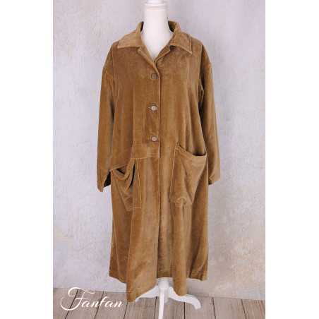 Les Ours Manteau Lowen Velours Ras Cognac