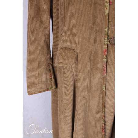 Les Ours Manteau Ayden Gros Velours Cognac