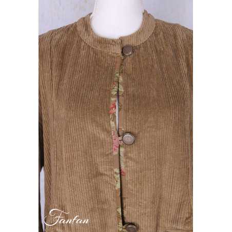 Les Ours Manteau Ayden Gros Velours Cognac