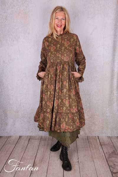 Les Ours Robe Melo Popeline Havane Fleurs