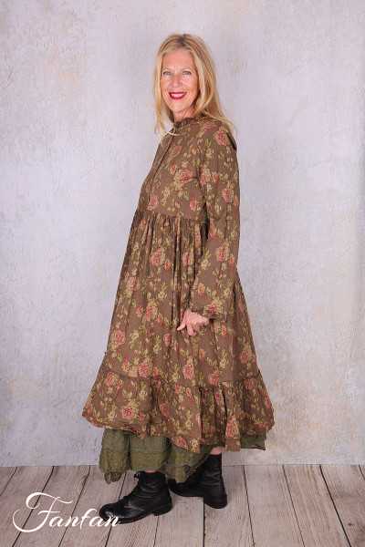 Les Ours Robe Melo Popeline Havane Fleurs