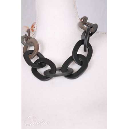 Collier ras du cou anneaux dégradés noir et nacre