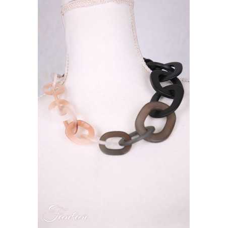 Collier ras du cou anneaux dégradés noir et nacre