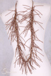 Collier sautoir fantaisie à franges taupe