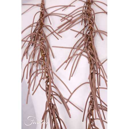 Collier sautoir fantaisie à franges taupe