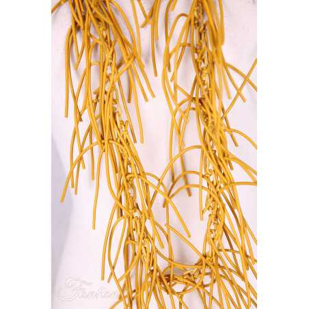 Collier sautoir fantaisie à franges jaune