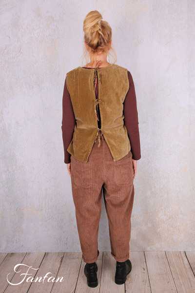 es Ours Pantalon Gaston Gros Velours Bois de rose en Coton