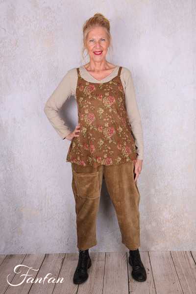 Les Ours Pantalon Gaston Velours Ras Cognac en Coton