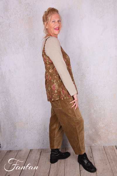 Les Ours Pantalon Gaston Velours Ras Cognac en Coton