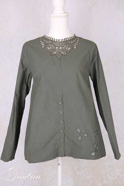 Ewa I Walla Blouse Lii 44156 Forest Green Coton