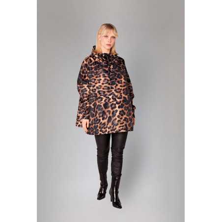 Anorak Dark Leopard – Rainkiss, anorak imperméable à motif léopard en polyester recyclé