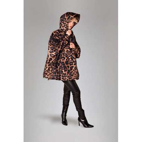 Anorak Dark Leopard – Rainkiss, anorak imperméable à motif léopard en polyester recyclé