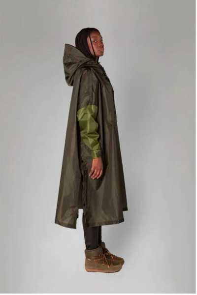 RainKiss Rain Poncho Herringbone Green