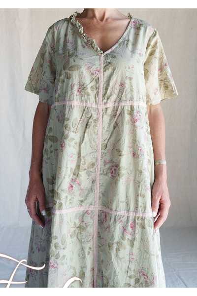 Les Ours Robe Sango Fleurs verveine coton