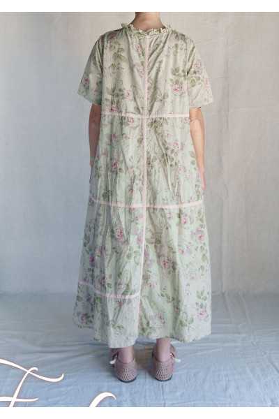 Les Ours Robe Sango Fleurs verveine coton