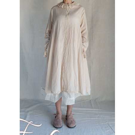 Les Ours Veste longue Mina stripe rose en coton