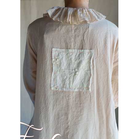 Les Ours Veste longue Mina stripe rose en coton