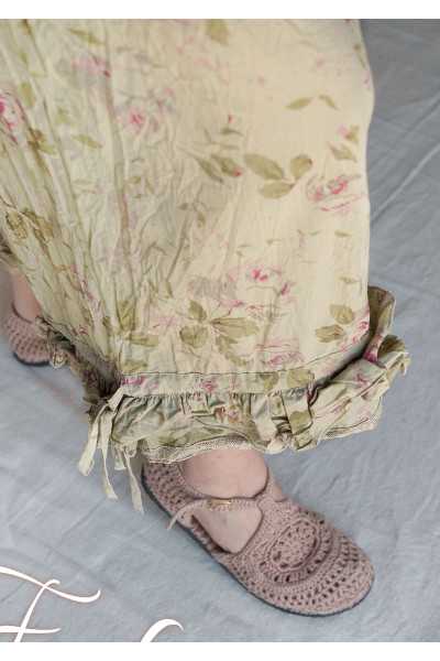 Les Ours Pantalon Robert Fleurs verveine voile de coton