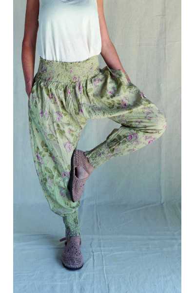 Les Ours Pantalon Fanfan Fleurs verveine voile de coton