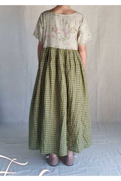 Les Ours Robe Rina Vichy vert lin